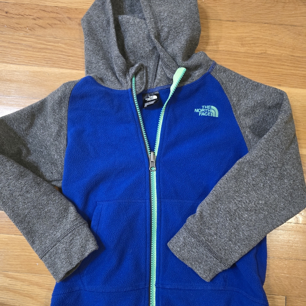 The North Face Kids Blue and Gray Zip-Up Hoodie